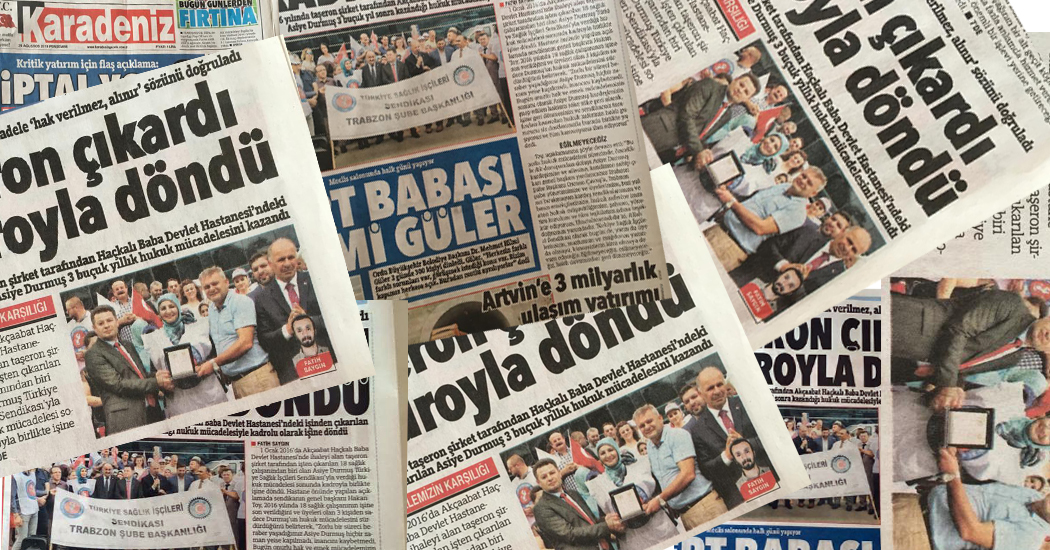 Sendikamızın Hukuki Başarısına Karadeniz Gazeteleri Geniş Yer Verdi 